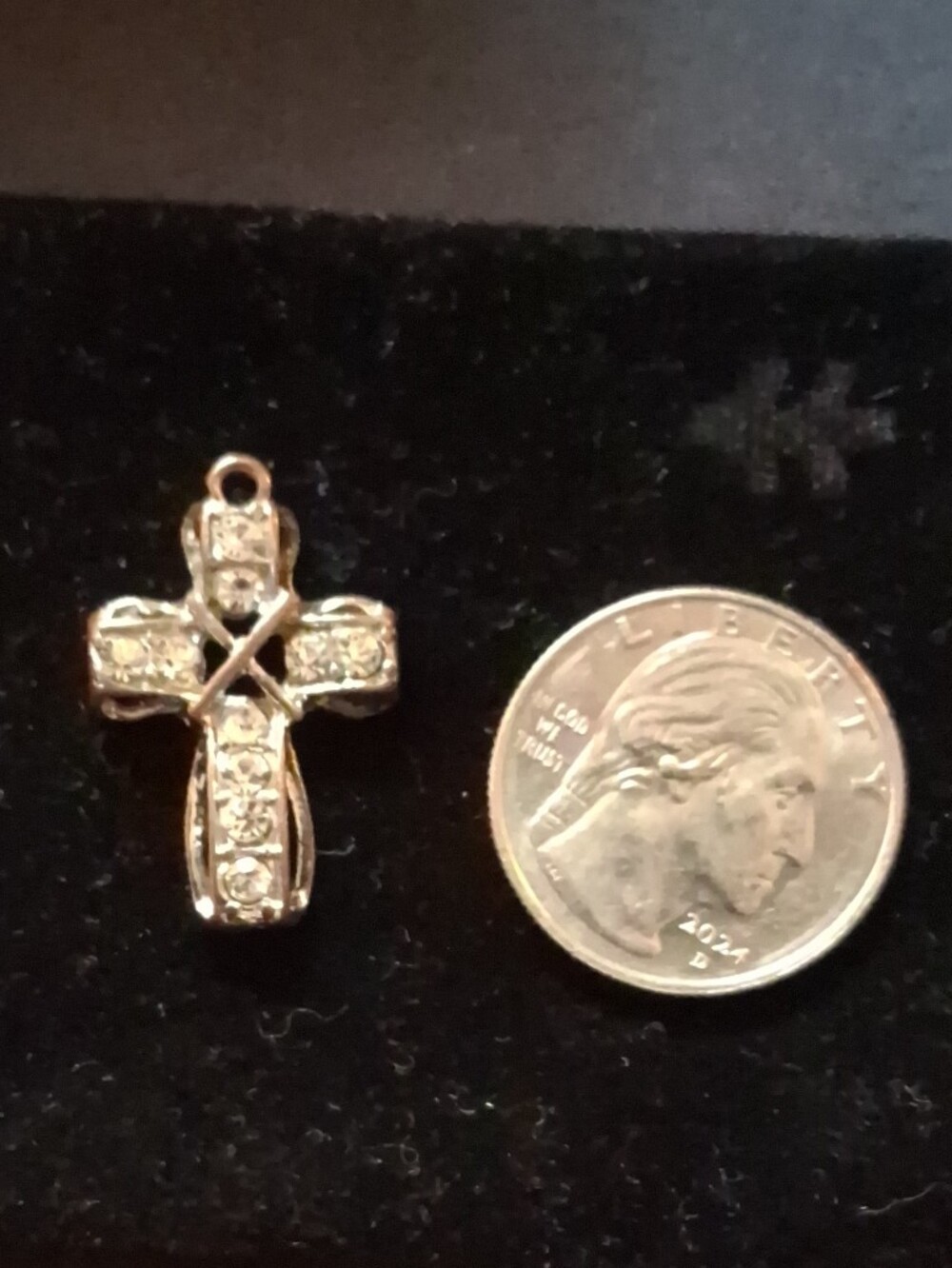 Gold-Tone Crystal Cross Pendant Necklace Charm - Women Jewelry